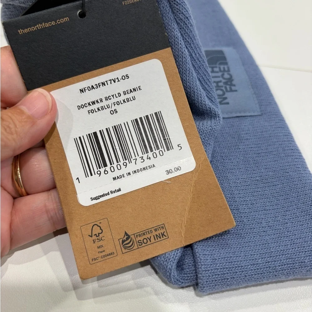 The North Face Women's Dock Worker Recycled Beanie Hat Folks Blue NWT
